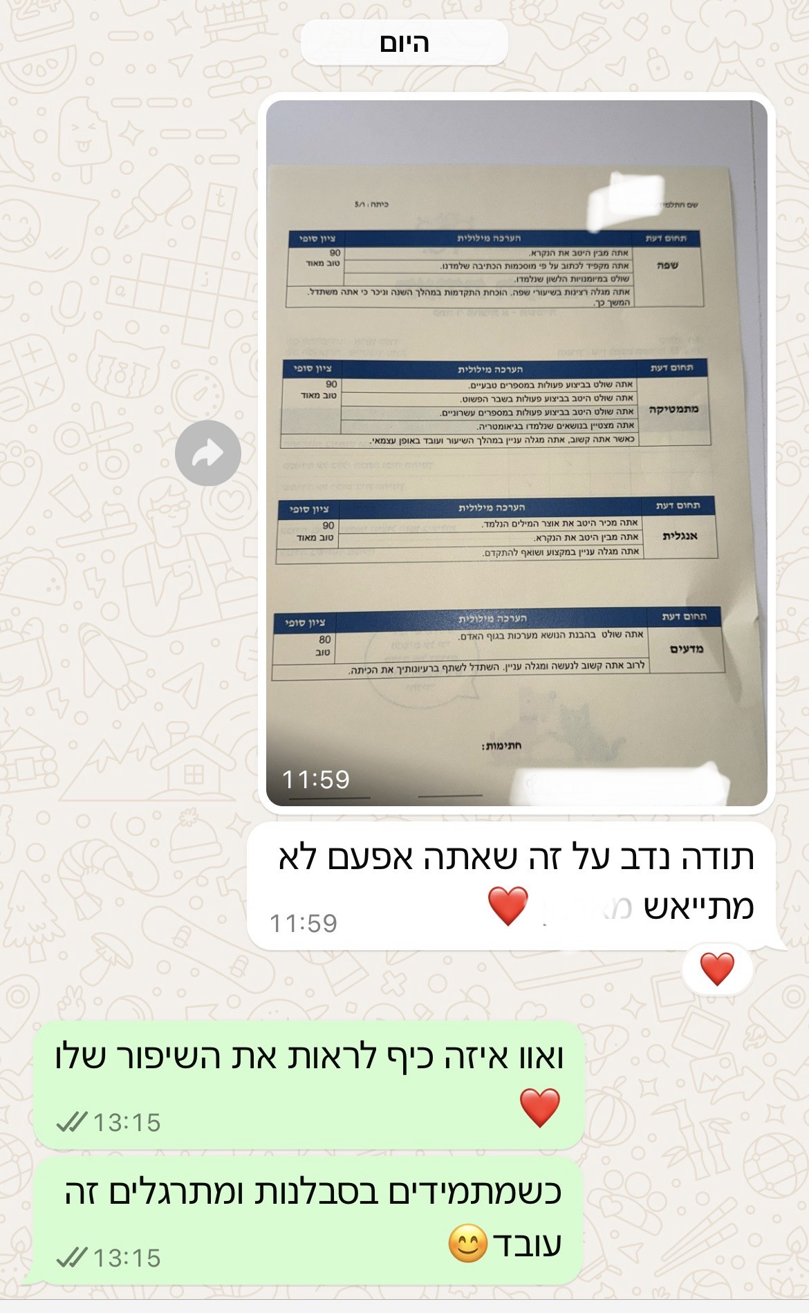 הודעת הורה או תלמיד
